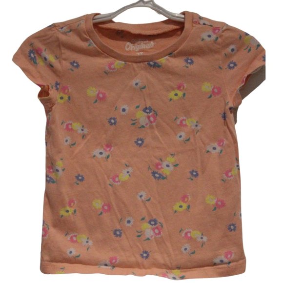4/$20 🏷 Oshkosh Peach Floral Tee Size 2T - Picture 1 of 2